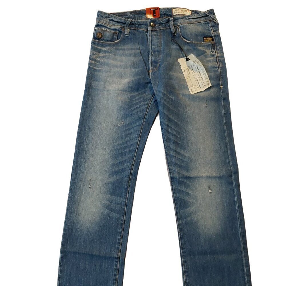 G-Star Raw GS01 Heller Straight Button Fly Blue Wheel Denim Jeans Sz 31 x 34 NWT